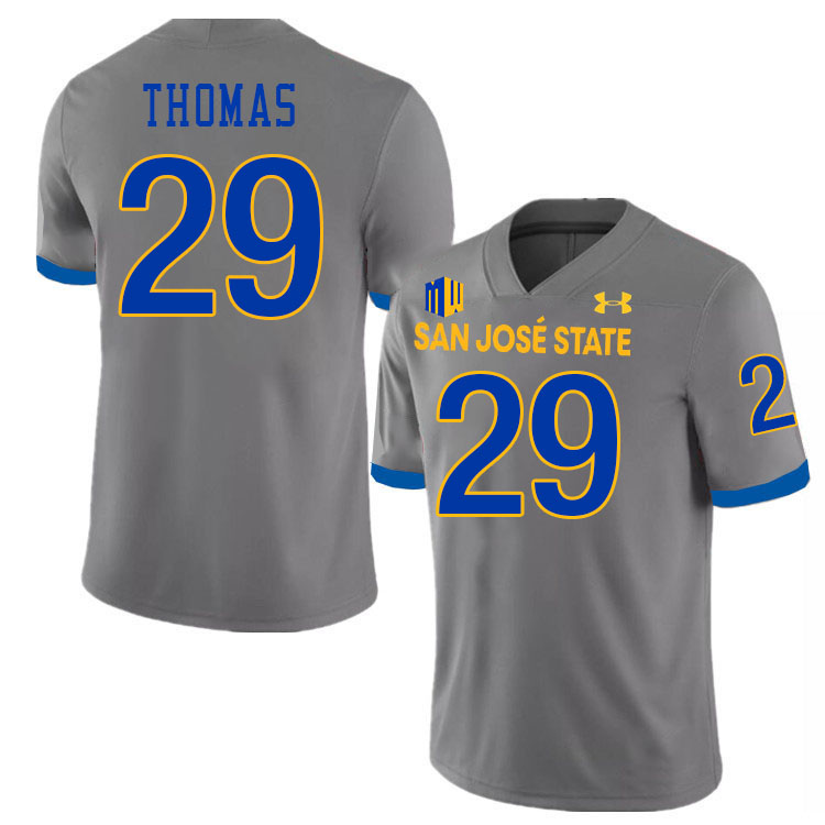 #29 Jaylen Thomas SJSU Jersey,San Jose State Spartans Football Jersey College Uniforms-Grey